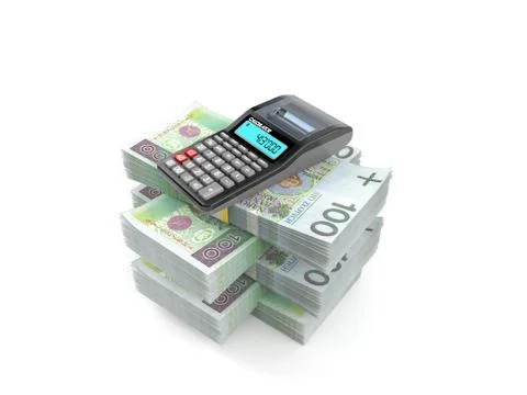 Calculator on stack of money Stock Illustration