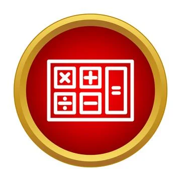 Calculator symbol showing basic math operations on red button Illustrazione stock