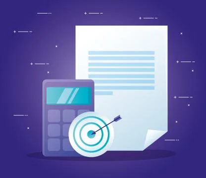 Calculator target and document vector design Stock Illustration