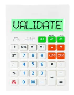 Calculator with VALIDATE Stock Photos