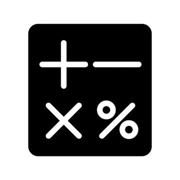 Calculator vector icon. Black and white counting illustration. Solid linear icon Stock Illustration