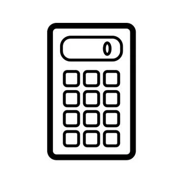 Calculator vector icon. Black and white computer engineering illustration Stock Illustration
