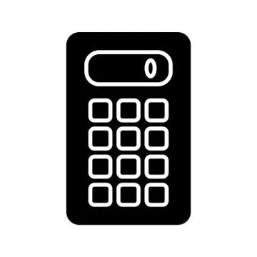 Calculator vector icon. Black and white computer engineering illustration. Solid Illustrazione stock