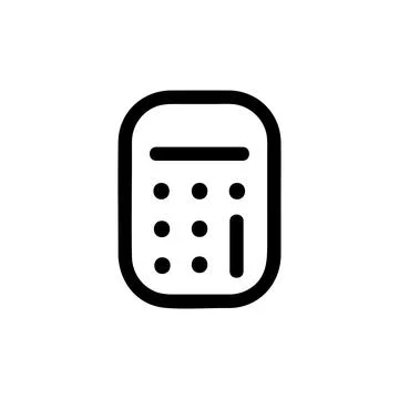 Calculator Vector Icon, Outline style, isolated on white Background. Ilustração Stock