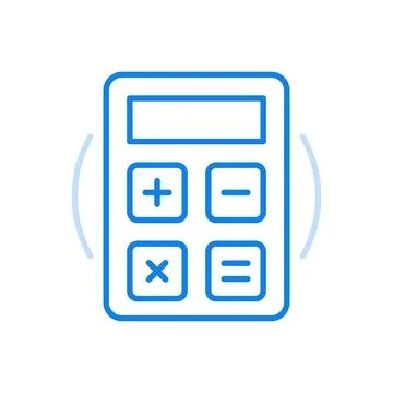 Calculator vector line icon. Electronic computing device for educational an.. Ilustração Stock