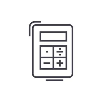 Calculator vector line icon, sign, illustration on background, editable strokes Stock Illustration