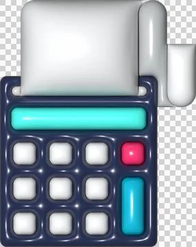 Calculator on a white background, 3d render, isolated Stock Illustration