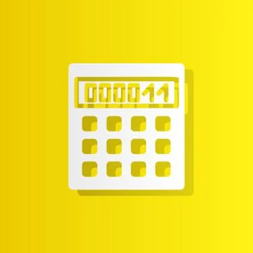 Calculator white icon with shadow Stock Illustration