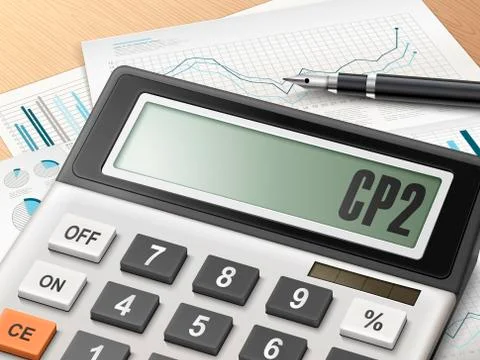Calculator with the word CP2 Stock Illustration