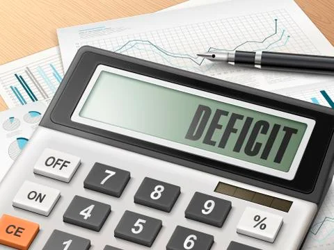 Calculator with the word deficit Stock Illustration
