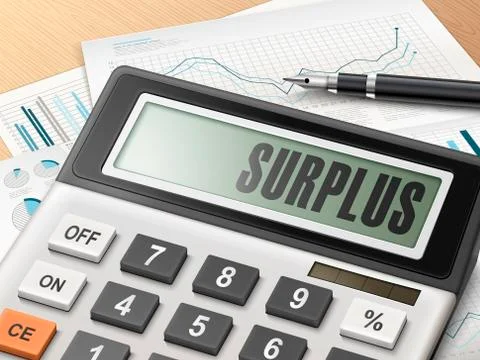 Calculator with the word surplus Stock Illustration