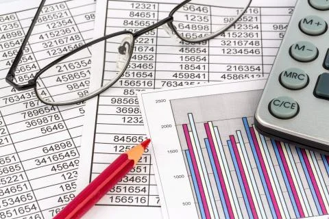 Calculators and statistk Stock Photos