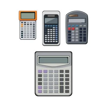 Calculators collection displaying various computational devices for education Stock Illustration