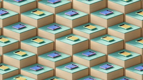 Calculators On Cubes Abstract Background Looped 4K V2 Video stock 348517166