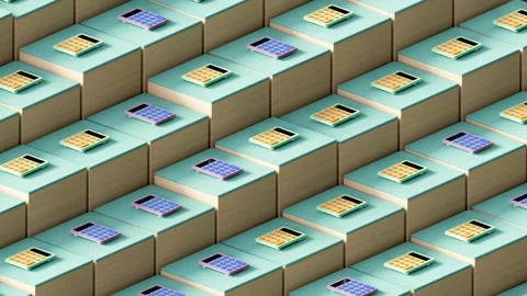 Calculators On Cubes Abstract Background Looped 4K Stock Footage 348517332