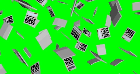 Calculators Falling slow motion animation 3d Video stock 241657284