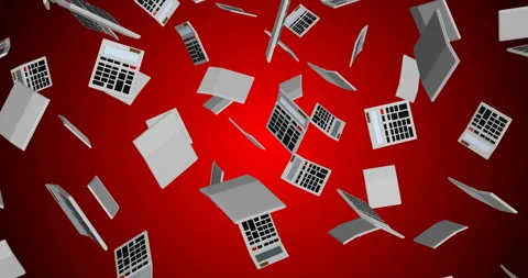 Calculators Falling slow motion animation 3d Stock Footage 241657824