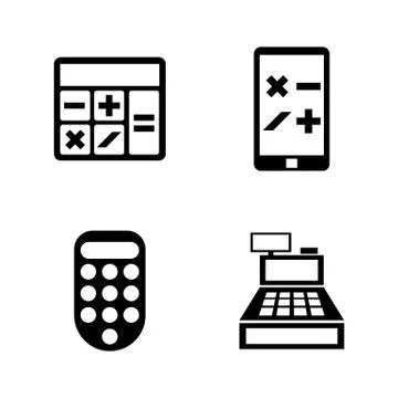 Calculators. Simple Related Vector Icons Stock Illustration