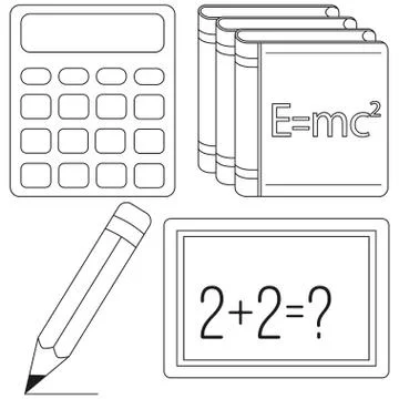 Calculus and physics study icon set Stock Illustration