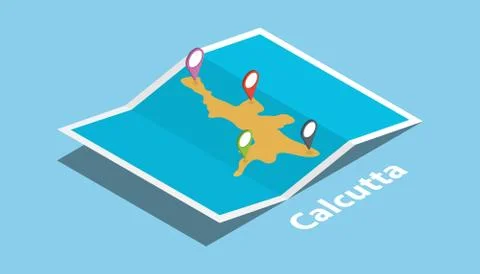 Calcutta india explore maps location with folded map and pin location maker d イラスト素材