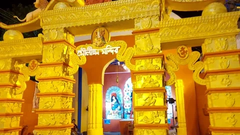Calcutta kali puja pandel  inside  and outside Video stock 219740191