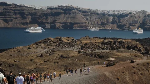 The Caldera in santorini Stock Footage 127827975