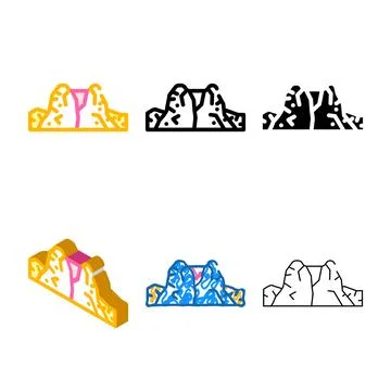 Caldera volcano color icon vector variations color Illustrazione stock