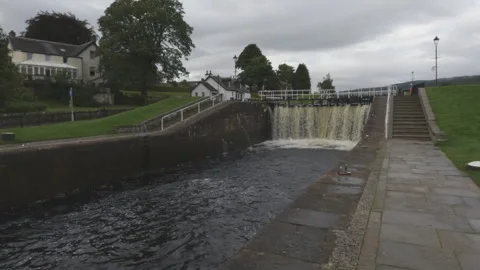 Caledonian canal lock gate, Fort Augustus, Scotland Stock Footage 322072934