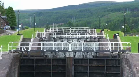 Caledonian Canal Locks Stock Footage 8950261