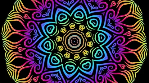 Caleidoscope classic gradient circle flower art pattern Video stock 299603531