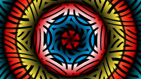 Caleidoscope gradient batik ethnic dayak flowers line art pattern Stock Footage 290077546