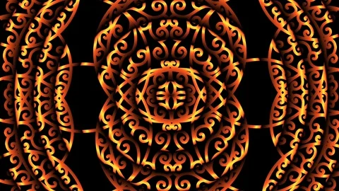 Caleidoscope gradient batik ethnic dayak flowers line art pattern Stock Footage 290077927