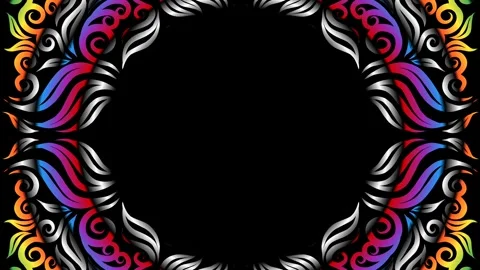 Caleidoscope gradient batik ethnic dayak flowers line art pattern Stock Footage 290078002