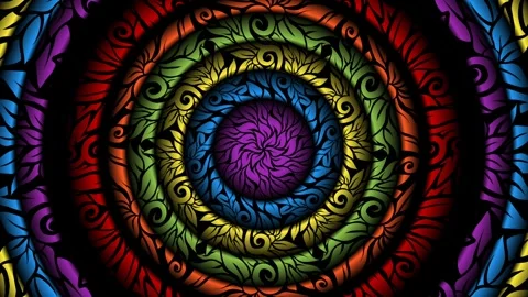 Caleidoscope gradient batik ethnic dayak flowers line art pattern Stock Footage 290078023