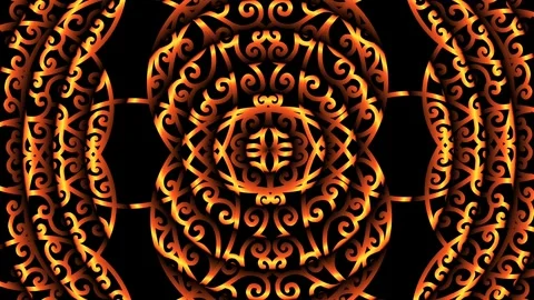 Caleidoscope gradient batik ethnic dayak flowers line art pattern Stock Footage 290078030