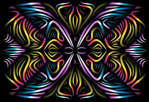 Caleidoscope gradient flower and leaf art pattern of indonesian culture Foto stock
