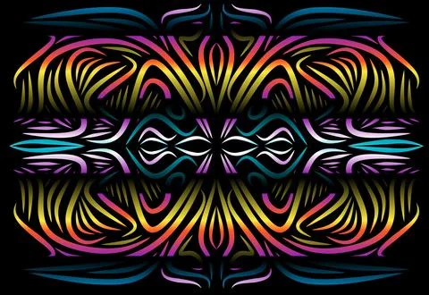 Caleidoscope gradient flower and leaf art pattern of indonesian culture Foto stock