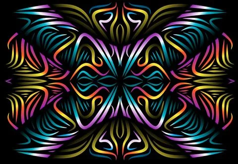 Caleidoscope gradient flower and leaf art pattern of indonesian culture Foto stock