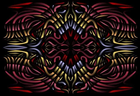Caleidoscope gradient flower and leaf art pattern of indonesian culture Stock Photos