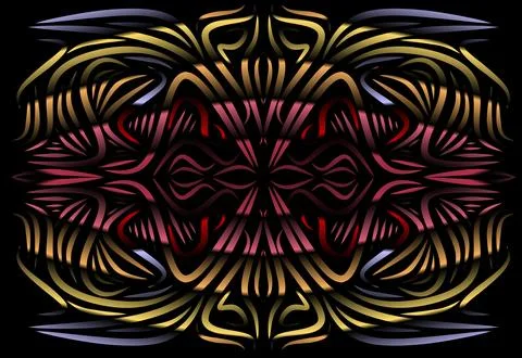 Caleidoscope gradient flower and leaf art pattern of indonesian culture Stock Photos