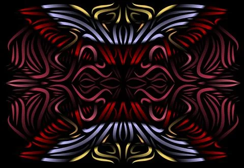 Caleidoscope gradient flower and leaf art pattern of indonesian culture Stock Photos