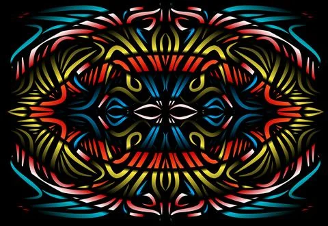 Caleidoscope gradient flower and leaf art pattern of indonesian culture Foto stock