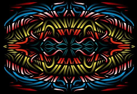 Caleidoscope gradient flower and leaf art pattern of indonesian culture 스톡 사진