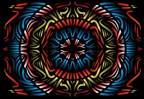 Caleidoscope gradient flower and leaf art pattern of indonesian culture Stock Photos