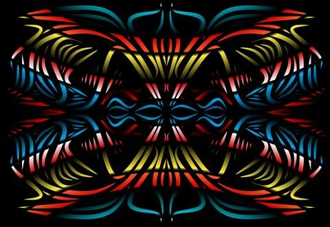 Caleidoscope gradient flower and leaf art pattern of indonesian culture Stock Photos