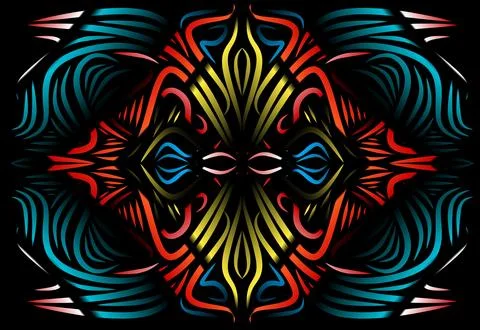 Caleidoscope gradient flower and leaf art pattern of indonesian culture Stock Photos