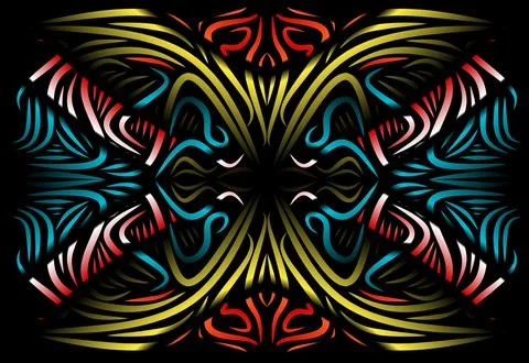 Caleidoscope gradient flower and leaf art pattern of indonesian culture 写真素材