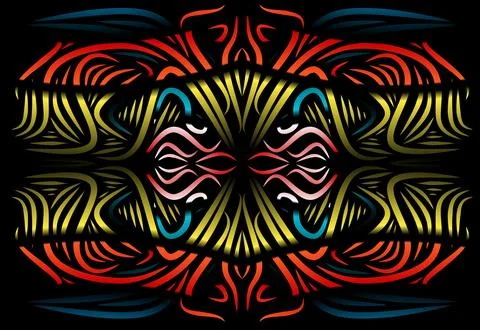 Caleidoscope gradient flower and leaf art pattern of indonesian culture 写真素材