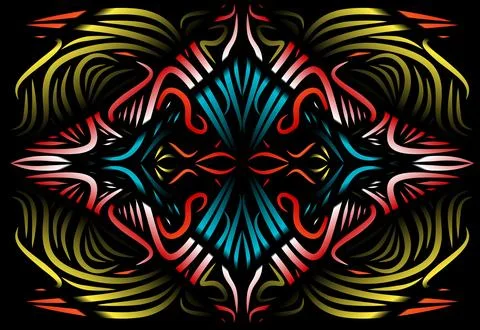Caleidoscope gradient flower and leaf art pattern of indonesian culture Stock Photos