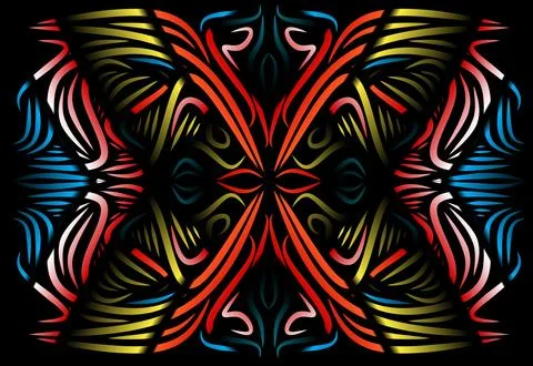 Caleidoscope gradient flower and leaf art pattern of indonesian culture Foto stock